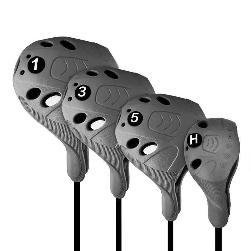 PGM Golf Club Covers, 4pcs Drivers Fairway Woods Hybrid Golf Head Covers with Number, Fit Oversized Right Handed Brands, Easy on Off, Washable (Gray 4pcs Set) - Image 1